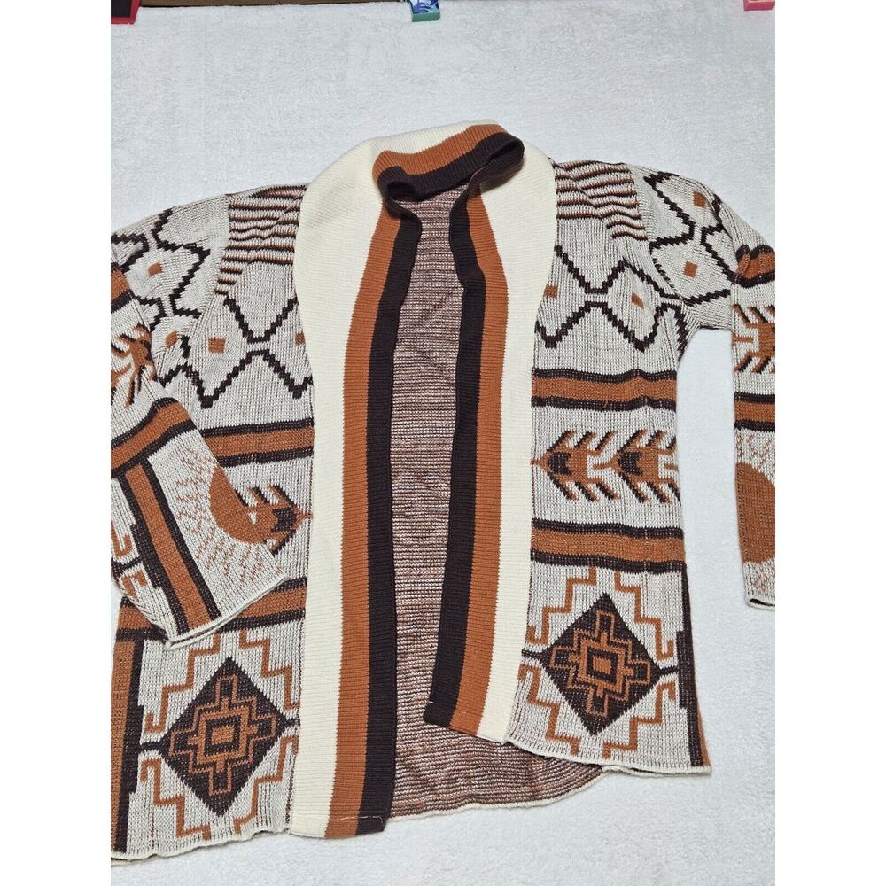 Fringes Southwest Aztec Cardigan Sweater Womens S Acrylic Fringe Native Navajo
